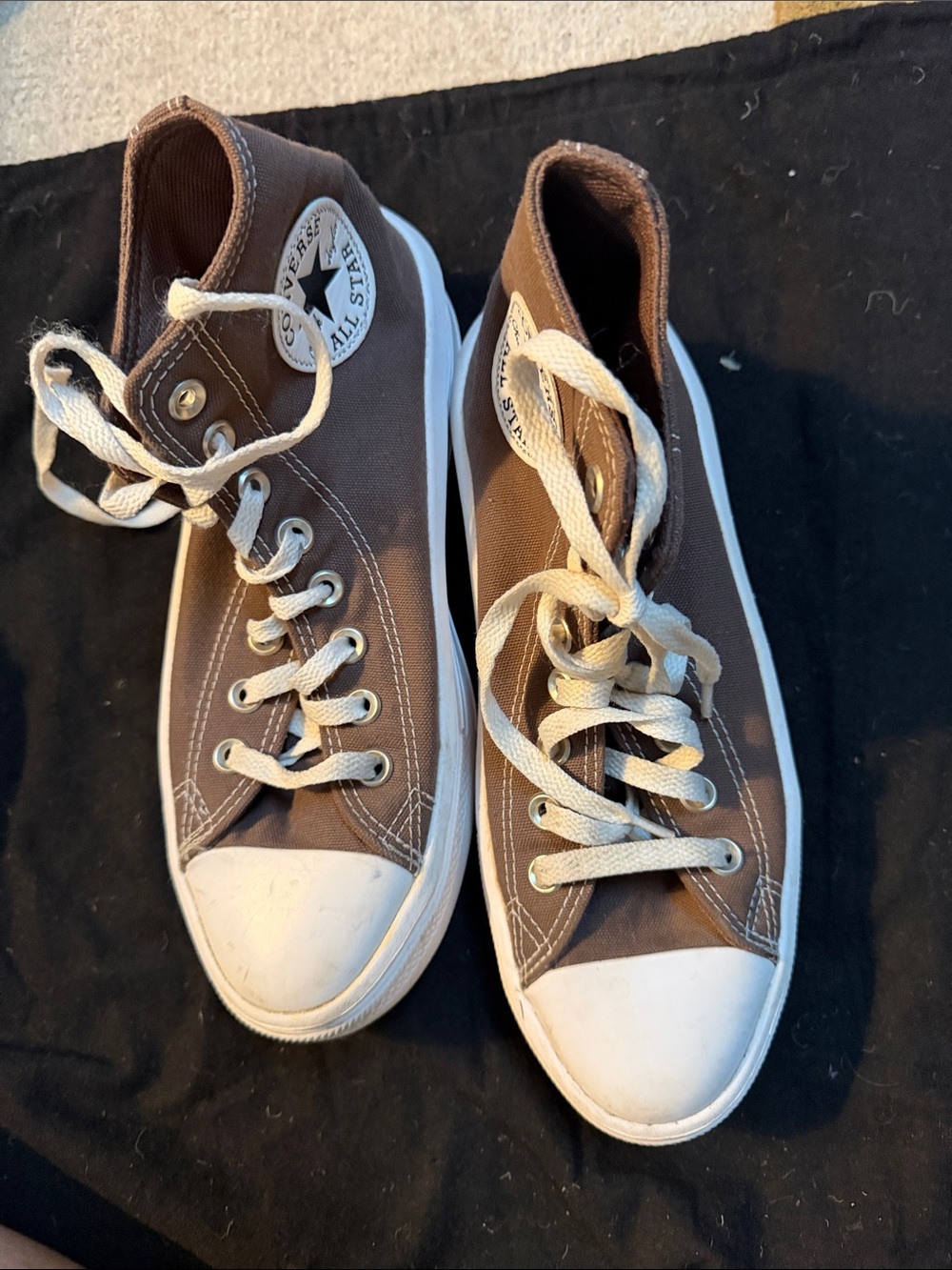 Converse Brown Canvas High-Top Sneakers with White Soles